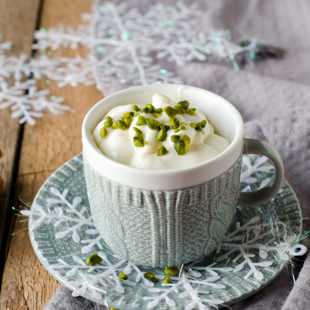 Mousse chocolat blanc-pistache