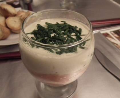 Mousse d'artichauts en chemise de saumon fumé