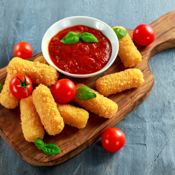 Mozzarella panée et son coulis de tomates