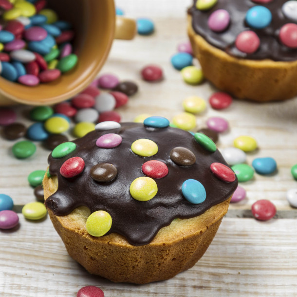 Muffins aux deux chocolats et smarties