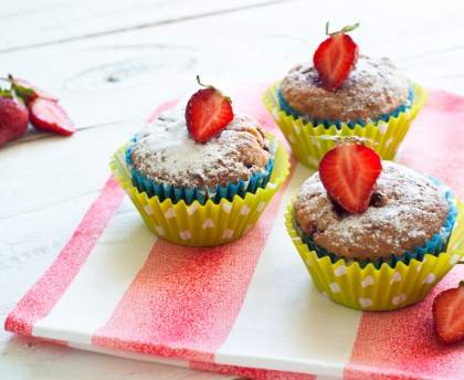 Muffins aux fraises (sans beurre, sans lait)