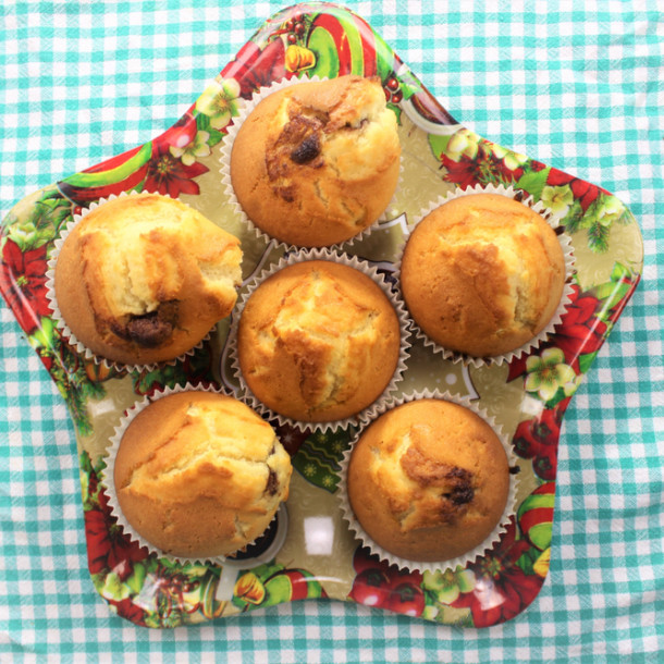 Muffins aux framboises et coeur de Nutella