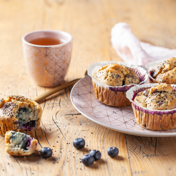 Muffins aux graines de chia et myrtilles