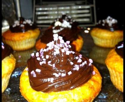 Muffins banane coco, glaçage au chocolat