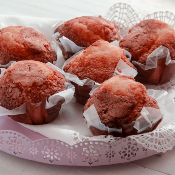 Muffins roses à la fraise Tagada
