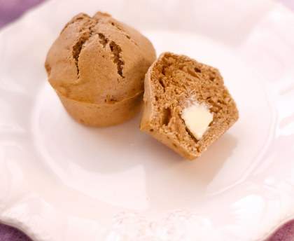 Muffins tout chocolat au coeur blanc