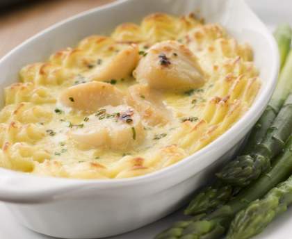 Noix de Saint-Jacques gratinées au four