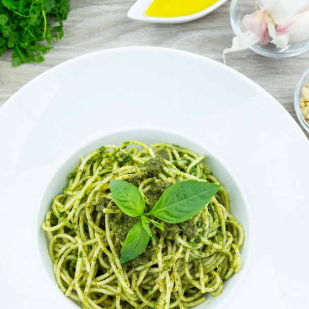 Nouilles au pesto à ma façon