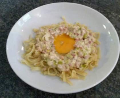 Nouilles carbo-poireaux