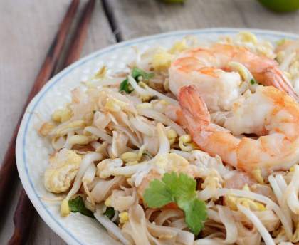 Nouilles sautées au soja et aux crevettes
