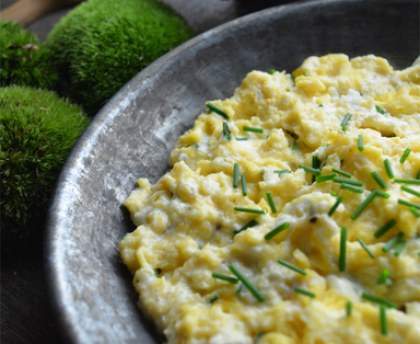 oeufs brouillés au chèvre ciboulette