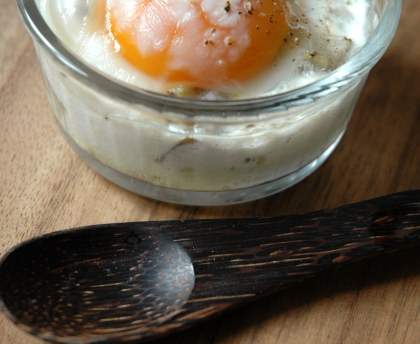 Oeufs cocotte artichaut et feta