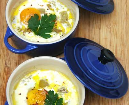 Oeufs cocotte au foie gras
