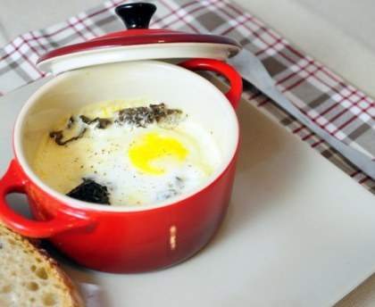 Oeufs cocotte aux morilles