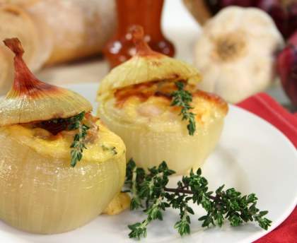 oignons farcis (reste de pot au feu)