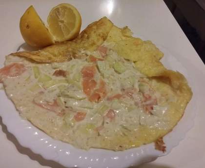 Omelette au saumon fumé