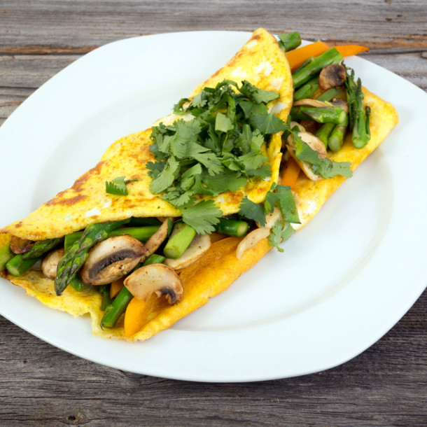 Omelette aux asperges et champignons