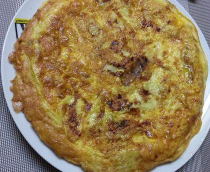Omelette fourrée aux poireaux