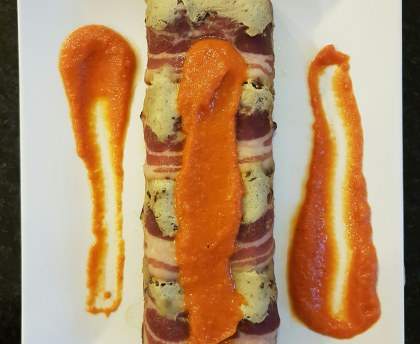Pain d'aubergine au coulis de tomates