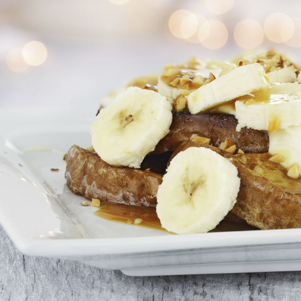 Pain perdu aux bananes et aux noix