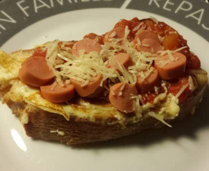 pain perdu salé tomate saucisse