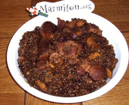 Palette fumée aux lentilles et sauce tomate épicée
