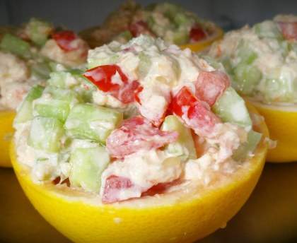 Pamplemousse surprise aux crevettes