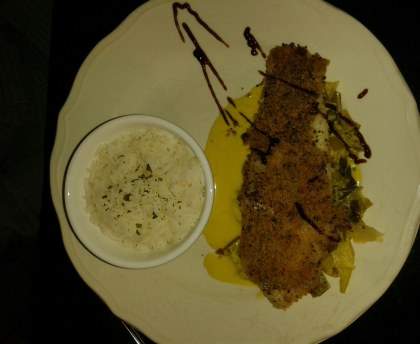 Panga à la moutarde sur fondue de poireau