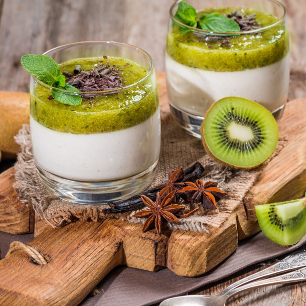 Panna cotta kiwi et chocolat