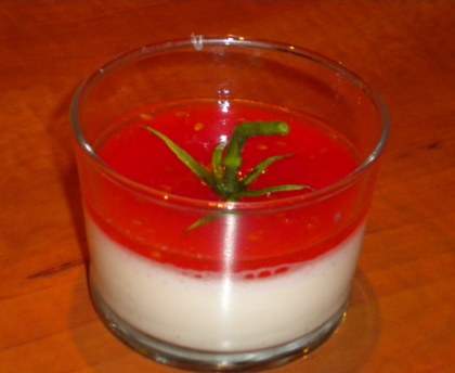 Panna cotta mozzarella et confiture de tomate