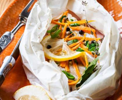 Papillote de cabillaud et sa julienne de légumes