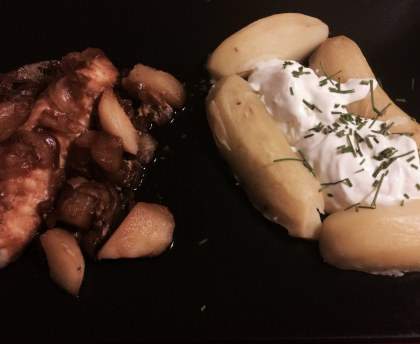 Papillote de lotte cannelle poire