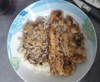 Papillote de poisson à la moutarde à l'ancienne