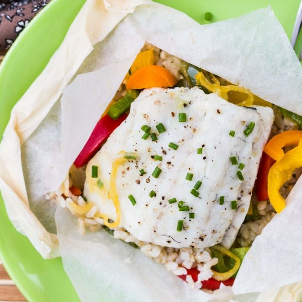 Papillote de poisson aux poivrons