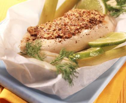Papillote de poulet à la moutarde (recette de régime)