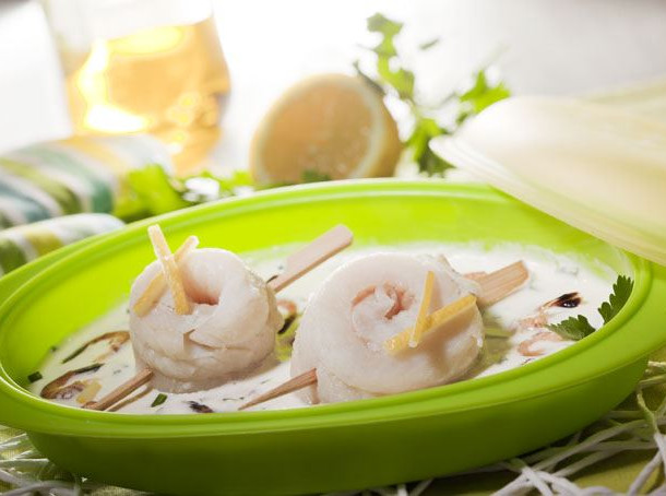 Papillotes de filets de sole et crevettes grises