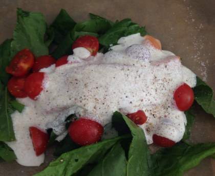 Papillotes de saumon sur lit d'oseille