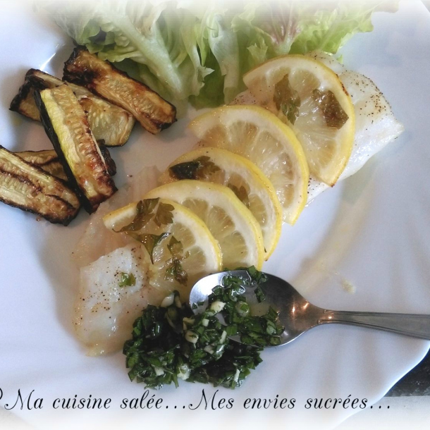 Papillottes de poisson à la gremolata-frites de courgettes au pecorino