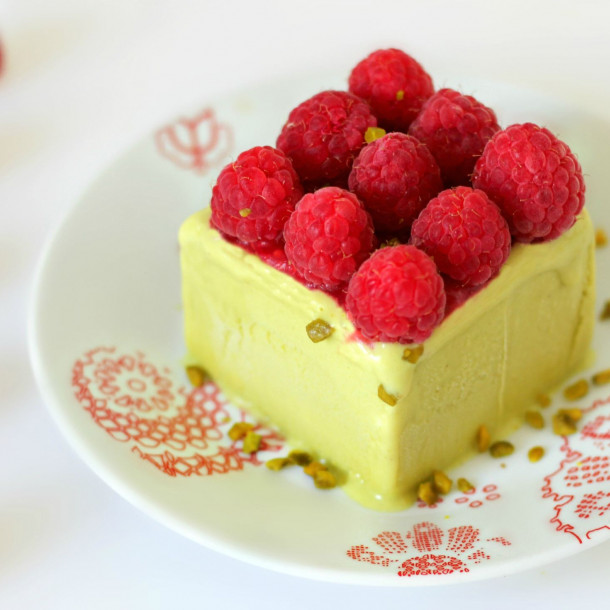 Parfait pistache framboises