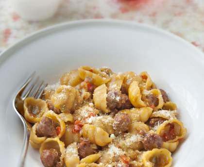 Pastasotto poivron merguez (pâtes façon risotto)
