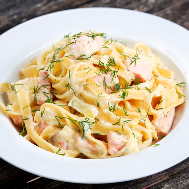 Pâtes à la carbonara au saumon