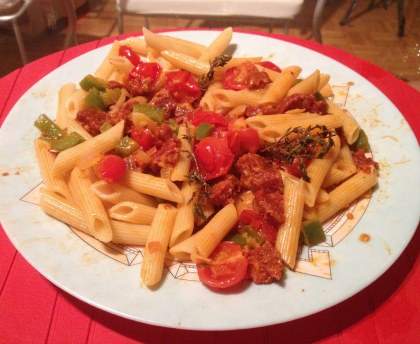 Pâtes au chorizo recette simple