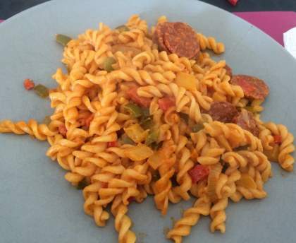 Pâtes au poivron et chorizo