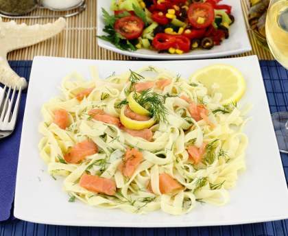 Pâtes au saumon fumé à la vince