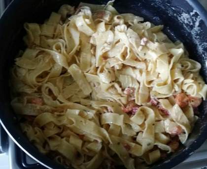 Pâtes aux crevettes et parmesan