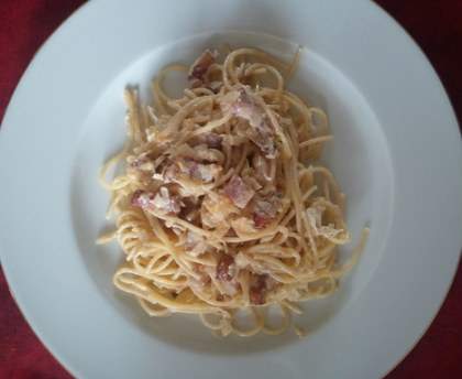 pâtes aux poireaux et lardons