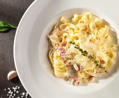 Pâtes carbonara à la dijonnaise
