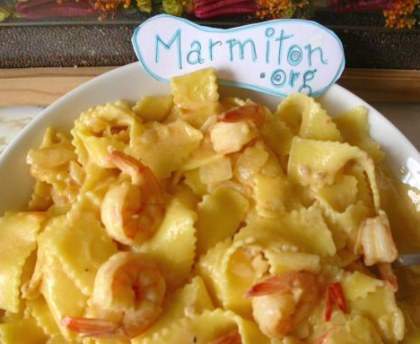 Pâtes safranées aux gambas