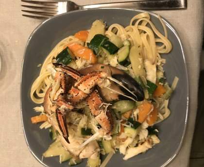 Pâtes sautées au crabe