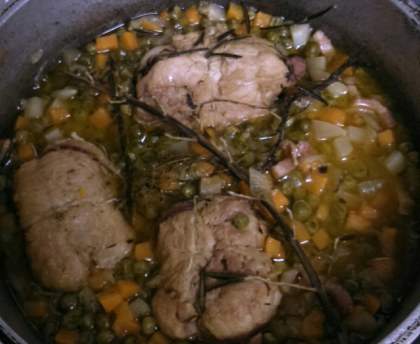 Paupiettes de veau pois carottes navets
